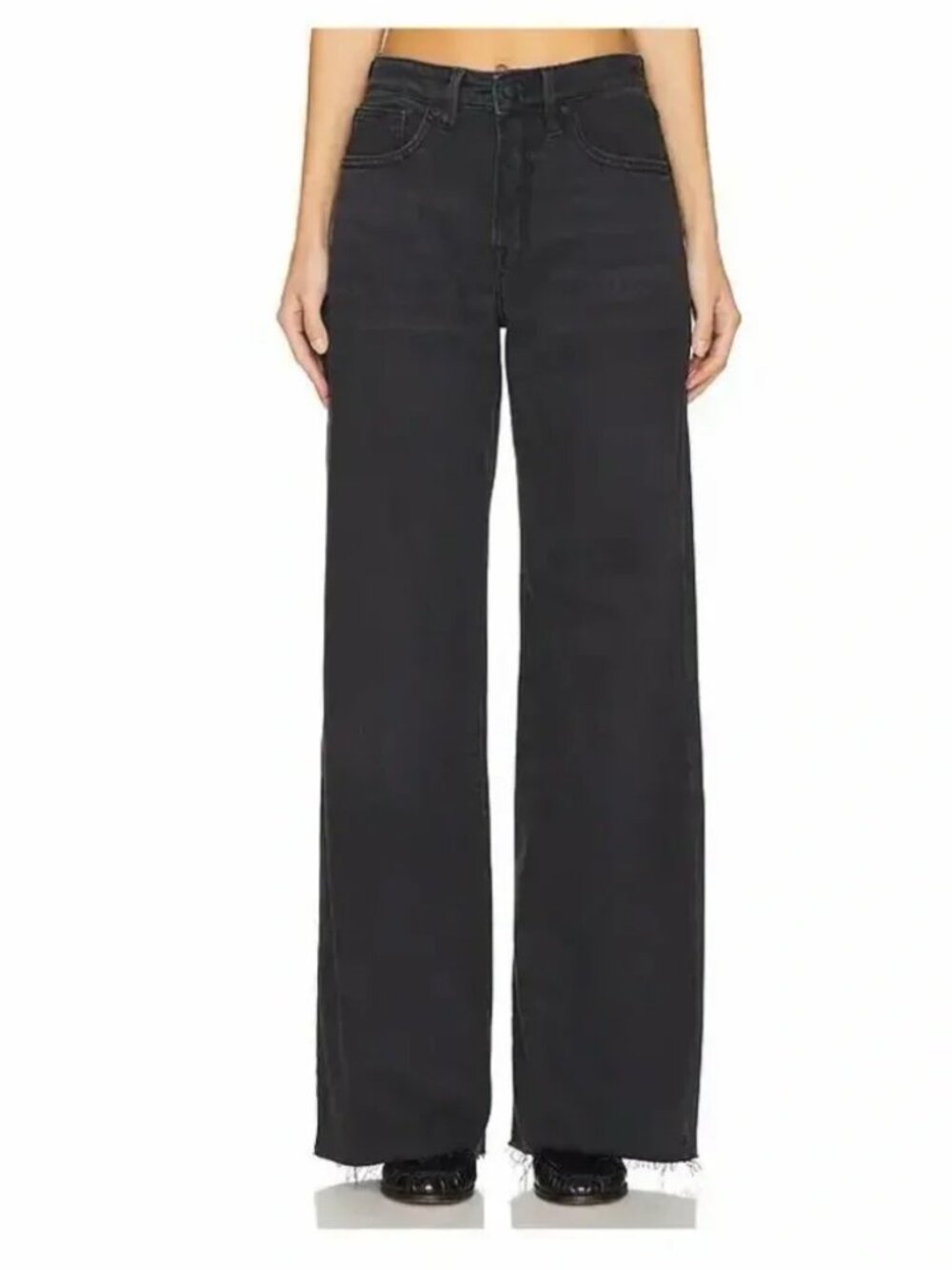 NEW NWT! GOOD AMERICAN GOOD STANDARD EASE JEANS RAW HEM WIDE LEG HIGH RISE sz 16